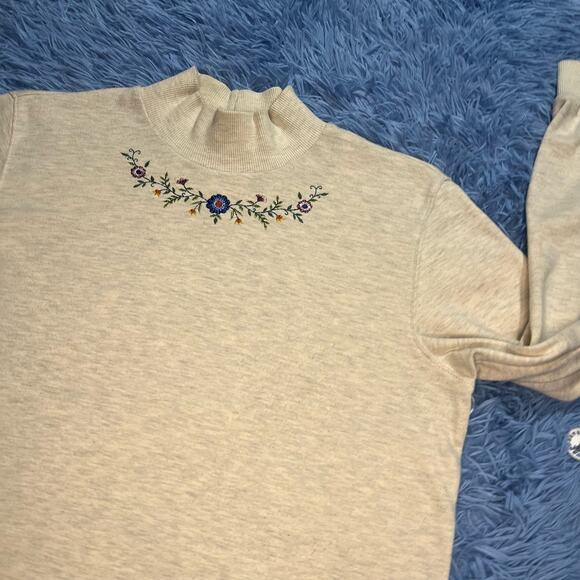 VINTAGE Alfred Dunner Flower Mock Neck Sweater Size Medium Petite Women’s Y2K - Picture 8 of 11
